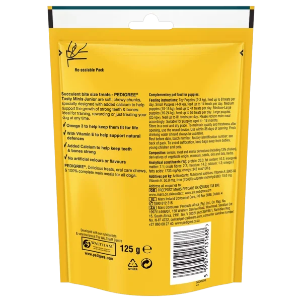 PEDIGREE® TASTY MINIS Cubes Puppy Dog Treat 125gm-Petsbuddy