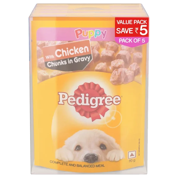 PEDIGREE® Chicken Chunks Gravy Dog Food Pouch 70gm-Petsbuddy