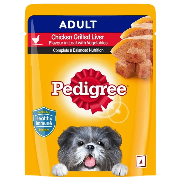 PEDIGREE® Adult Wet Dog Food, Chicken Grilled Liver in Loaf with Vegetables 70gm-Petsbuddy