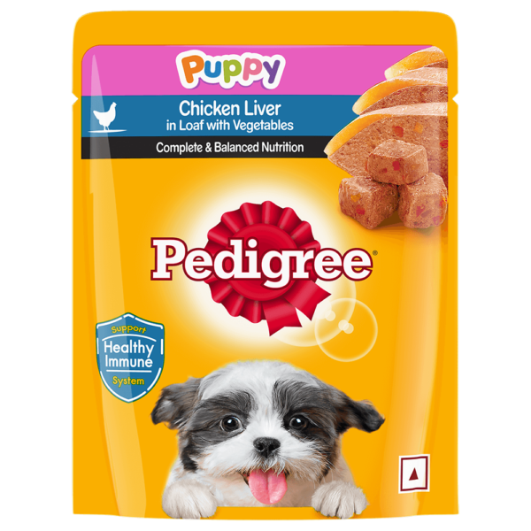 PEDIGREE® Puppy Wet Dog Food, Chicken Liver Flavour in Loaf with Vegetables 70gm-Petsbuddy