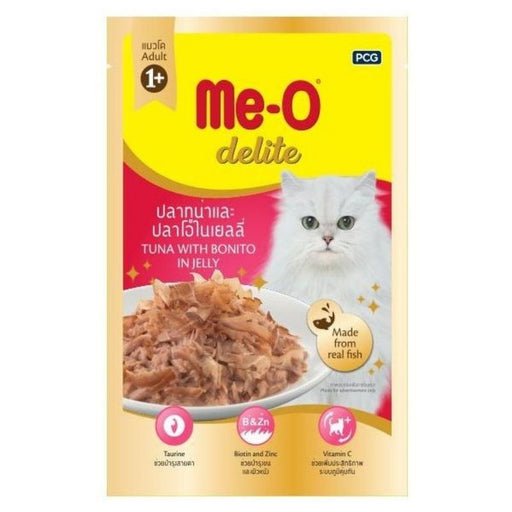 Me-O Delite Wet Cat Food – Tuna with Bonito in Jelly (70g x 12 Pouches)-Petsbuddy