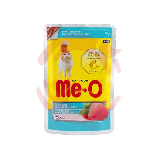 Me-O Wet Cat Food – Tuna with Chicken in Jelly (80g x 12 Pouches)-Petsbuddy