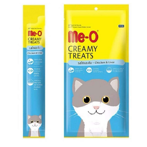 Me-O Creamy Cat Treats – Chicken & Liver  Pack of 1 (60g Pouch)-Petsbuddy