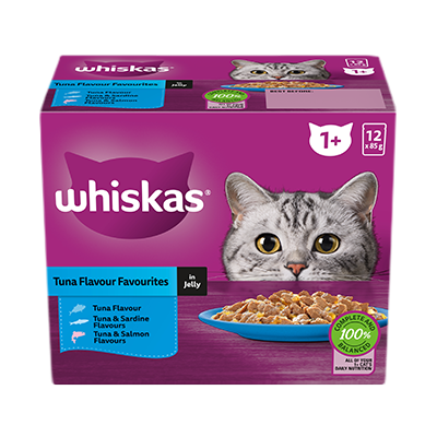 WHISKAS® 1+ Years Adult Wet Cat Food with Tuna Favourites In Jelly 80Gm-PetsBuddy